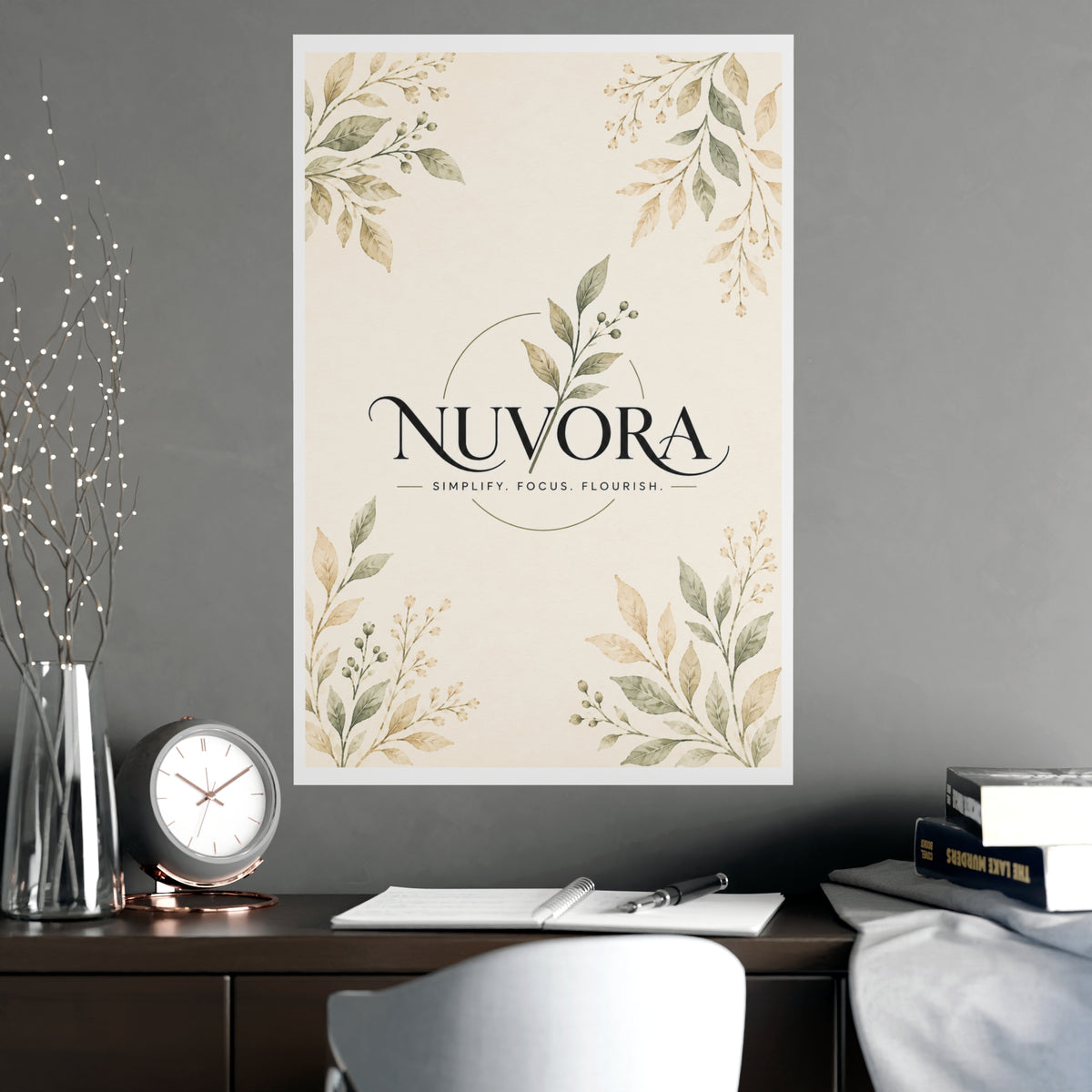 Nuvora Botanical Wall Art Poster | Minimalist Nature-Inspired Decor