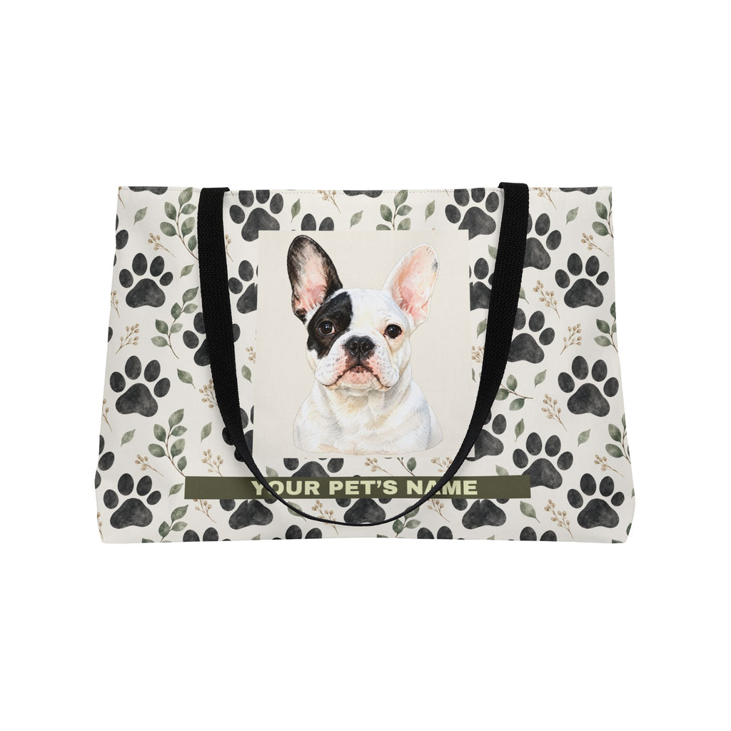 Personalized Pet Paw Print Weekender Tote — Custom Name & Photo Dog Travel Bag
