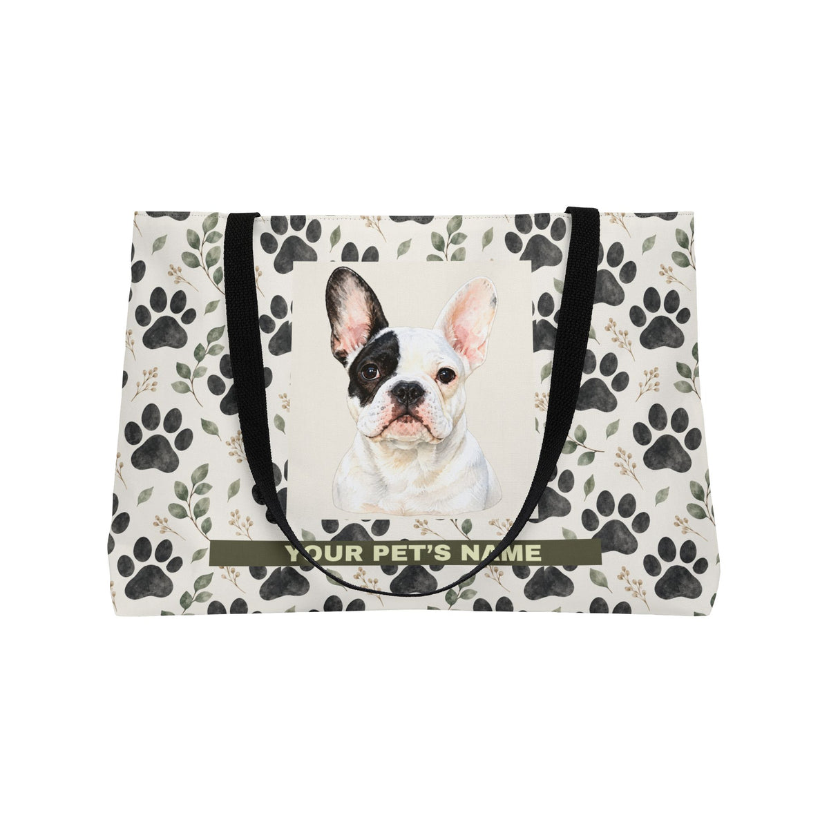 Personalized Pet Paw Print Weekender Tote — Custom Name & Photo Dog Travel Bag