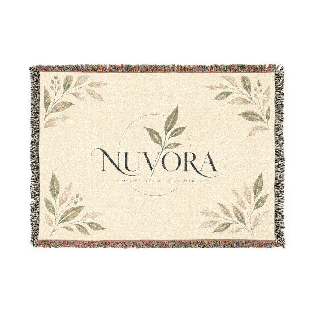 Nuvora Botanical Woven Throw Blanket — Decorative Farmhouse Accent