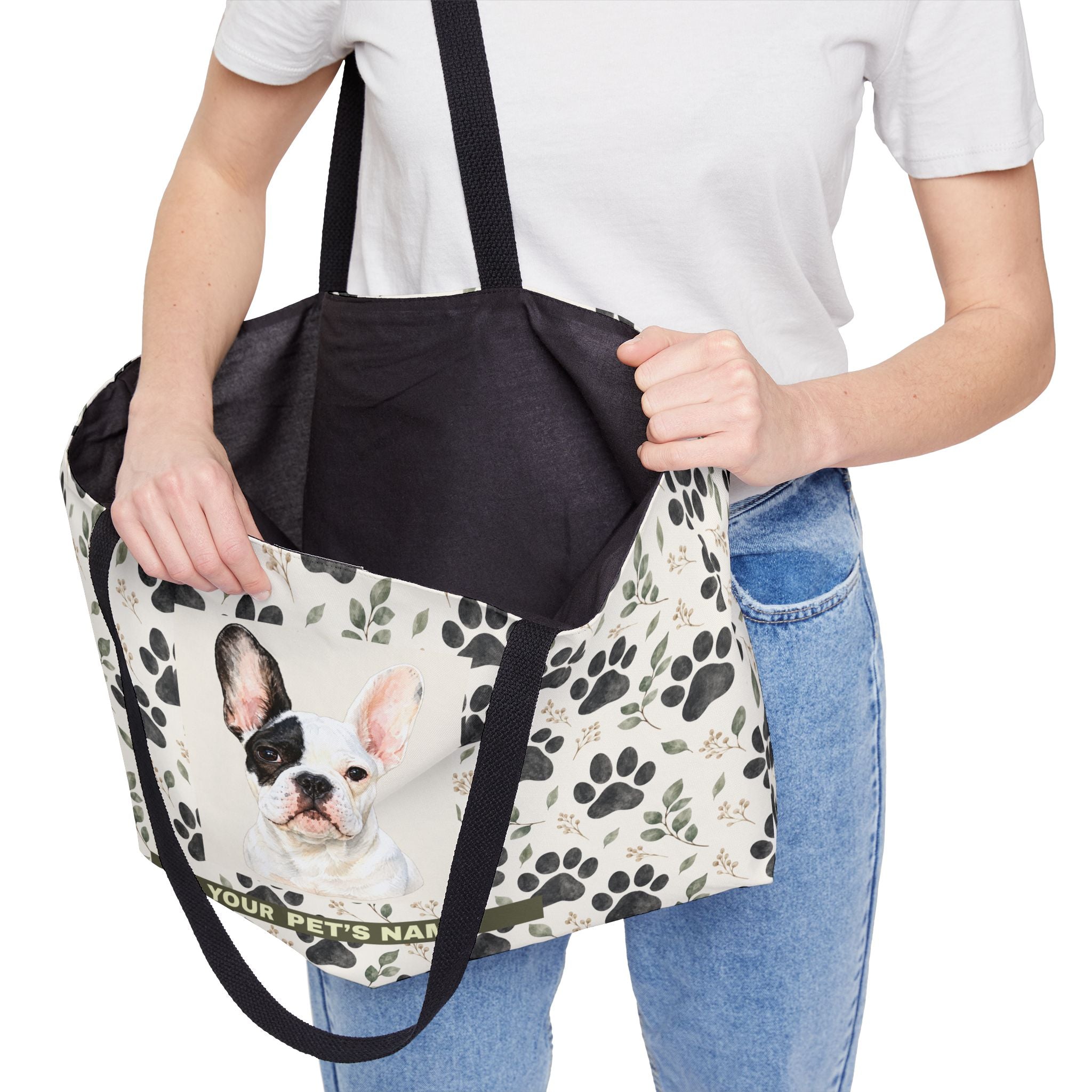 Personalized Pet Paw Print Weekender Tote — Custom Name & Photo Dog Travel Bag